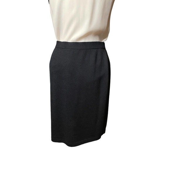 ST. JOHN Caviar Santana Knit Pencil Skirt Elastic Waist Black Size 10 - Picture 7 of 9
